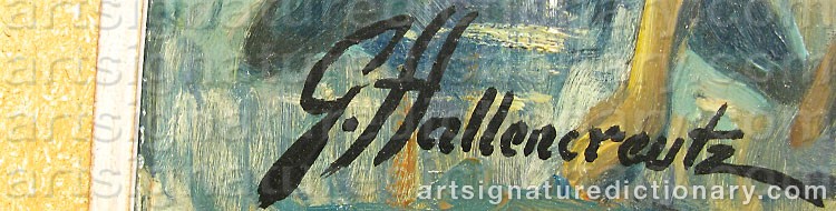 Authentic signature by Gösta HALLENCREUTZ on  artwork