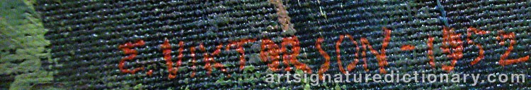 Authentic signature by Erik VIKTORSON on  artwork