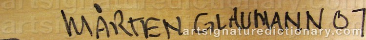 Authentic signature by Mårten GLAUMANN on  artwork
