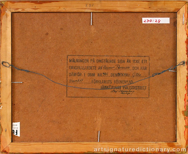 Close-up details showing Ragnar PERSON signature forgery characteristics