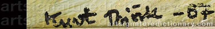 Authentic signature by Kurt BJÖRK on artwork