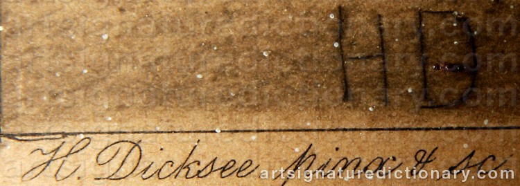 Authentic signature by Herbert Thomas DICKSEE on  artwork