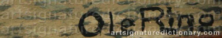 Authentic signature by Ole RING on Painting/Watercolour artwork
