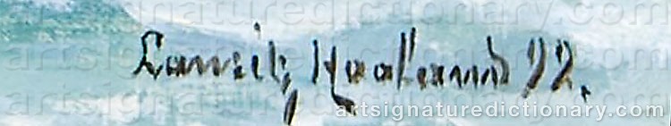Authentic signature by Lars Laurits Larsen HAALAND on  artwork