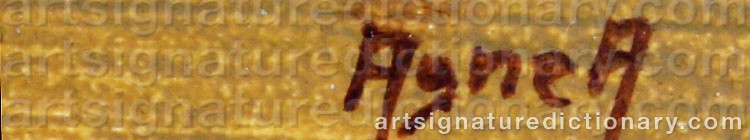 Authentic signature by Agne ARONSSON on  artwork