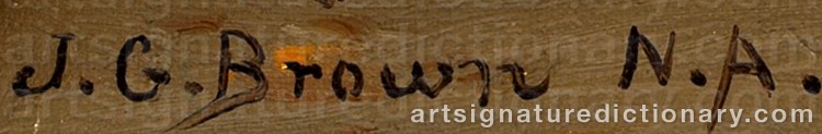 Authentic signature by John George ‘J.g.’ BROWN on Painting/Watercolour artwork