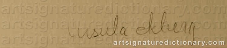 Authentic signature by Ursula EKBERG on  artwork