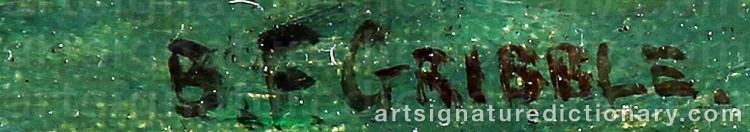 Authentic signature by Bernard Finegan GRIBBLE on  artwork
