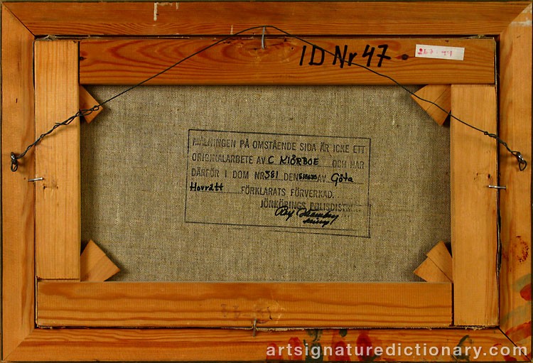 Close-up details showing Carl Fredrik KIÖRBOE signature forgery characteristics