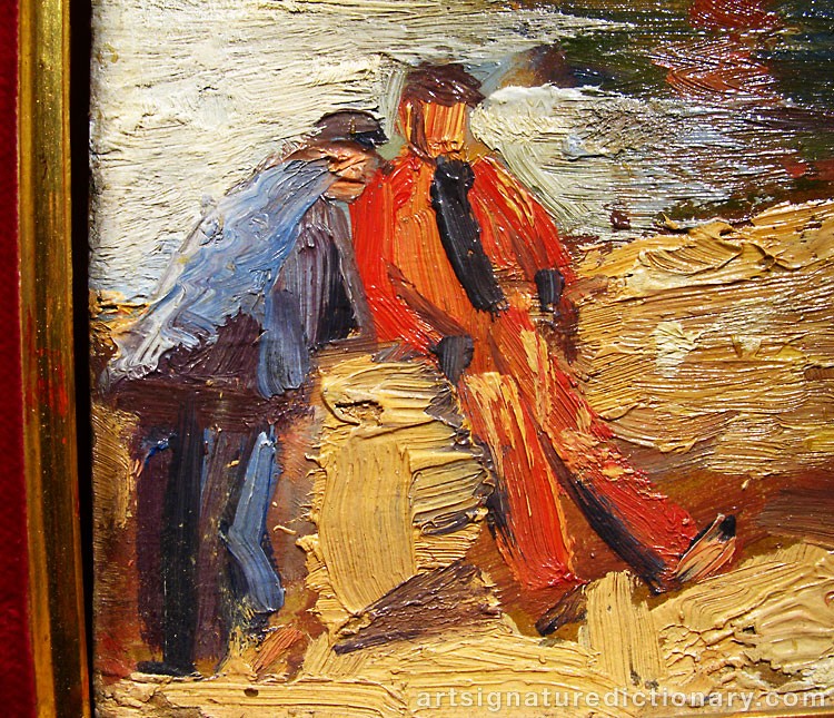 Close-up details showing Max LIEBERMANN signature forgery characteristics