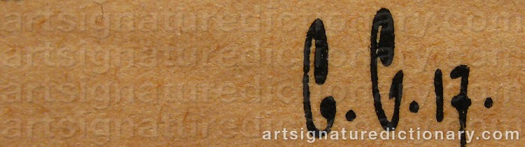 Authentic signature by Carl Henrik JENSEN-CARLÉN on artwork