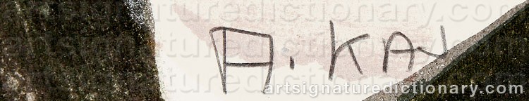 Authentic signature by Alexandre Kaj ‘A Kaj’ LINDSTRÖM on  artwork