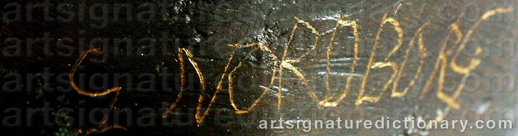 Authentic signature by Gunnar NORDBORG on  artwork