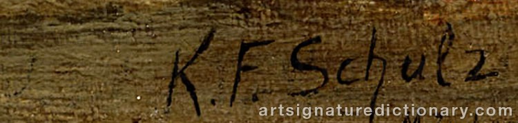 Authentic signature by Carl Friedrich SCHULZ on  artwork
