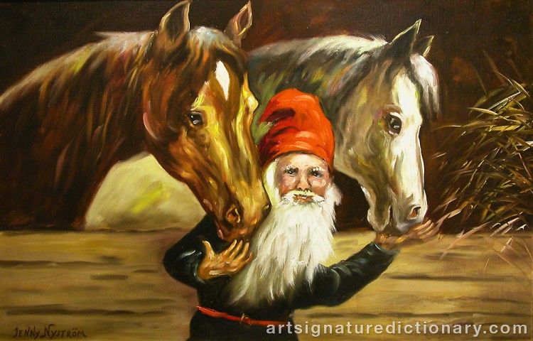 Close-up details showing Jenny NYSTRÖM signature forgery characteristics