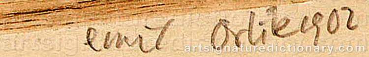 Authentic signature by Emil ORLIK on  artwork