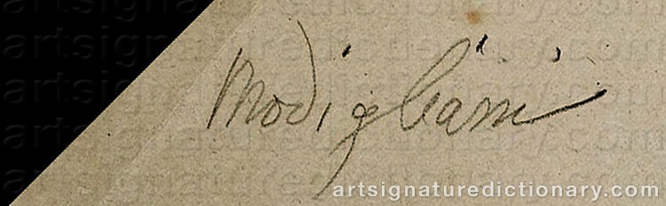 Authentic signature by Amedeo MODIGLIANI on Drawing/Graphic/Print artwork