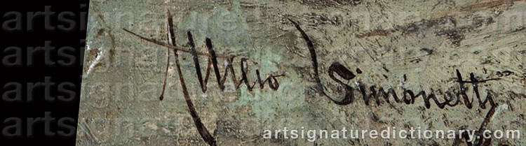 Authentic signature by Attilio SIMONETTI on  artwork