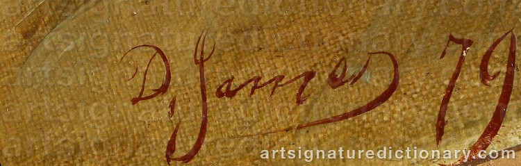 Authentic signature by David JAMES on  artwork