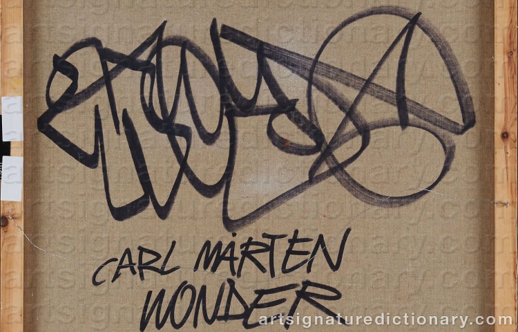 Authentic signature by Carl Mårten WONDER on Painting/Watercolour artwork