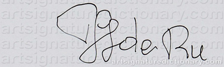 Authentic signature by Peter De RU on Drawing/Graphic/Print artwork