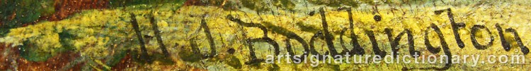 Authentic signature by Henry John BODDINGTON on  artwork