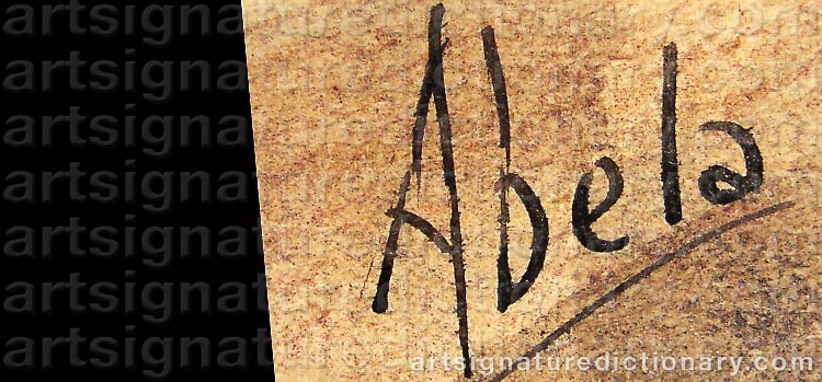 Authentic signature by Eduardo ABELA on  artwork