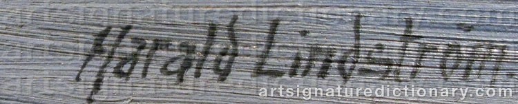 Authentic signature by Harald LINDSRÖM on  artwork
