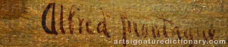 Authentic signature by Alfred MONTAGUE on  artwork
