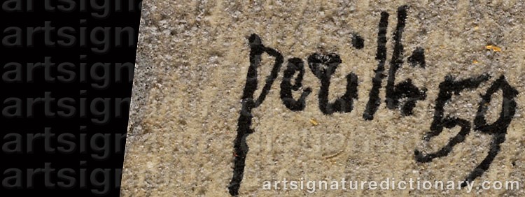 Authentic signature by Achille PERILLI on  artwork