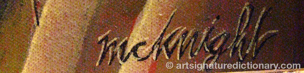 Authentic signature by Thomas Frederick MCNIGHT on  artwork