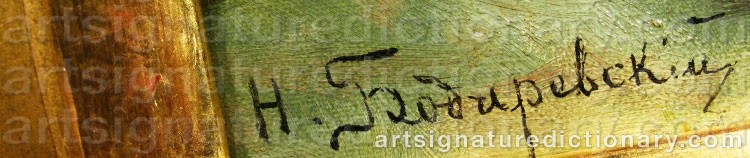 Authentic signature by Nikolai Kornilievich BODAREVSKY on  artwork