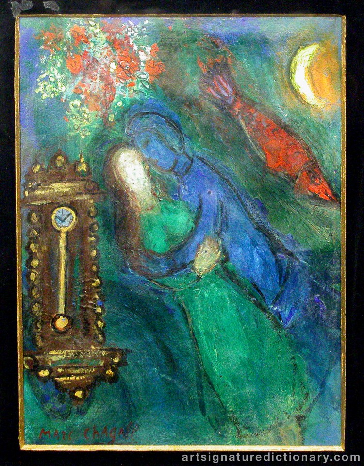 Close-up details showing Marc CHAGALL signature forgery characteristics