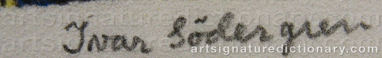 Authentic signature by Ivar SÖDERGREN on  artwork