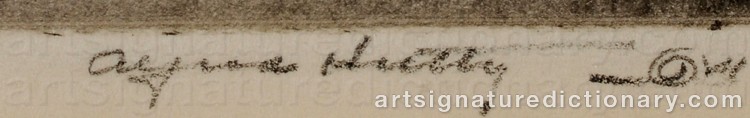 Authentic signature by Alfred Heber HUTTY on Drawing/Graphic/Print artwork