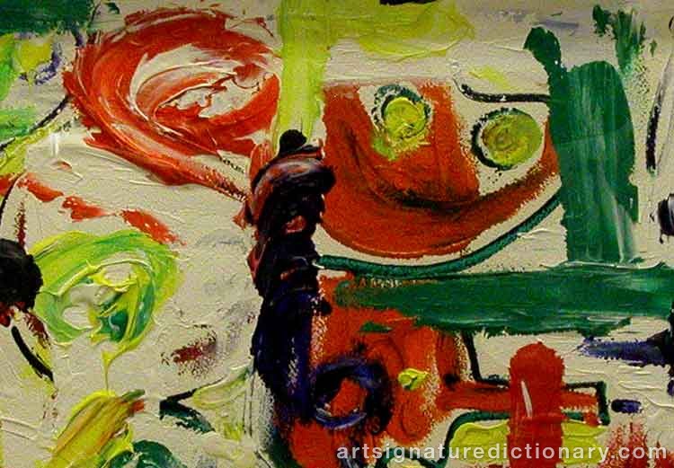 Close-up details showing Karel APPEL signature forgery characteristics