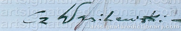 Authentic signature by Czeslaw WASILEWSKI on artwork