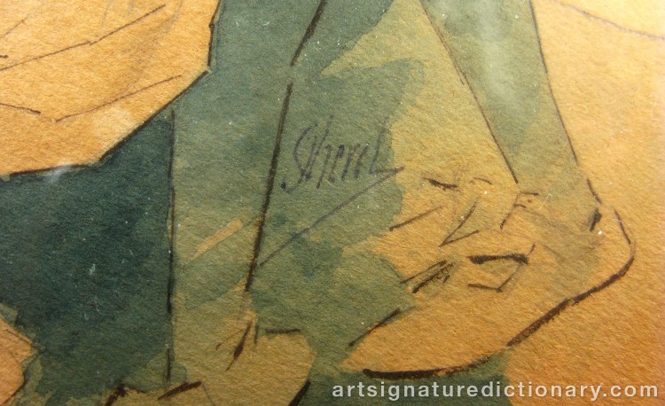 Close-up details showing Jules CHERET signature forgery characteristics