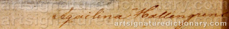 Authentic signature by Anna Agnilina HALLENGREN on artwork