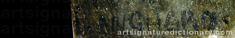Authentic signature by Adolf LANGHARD on  artwork