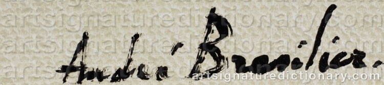 Authentic signature by André BRASILIER on Painting/Watercolour artwork