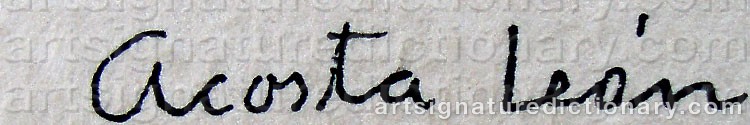 Authentic signature by Ángel ACOSTA LÉON on  artwork