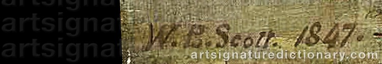 Authentic signature by William Bell SCOTT on  artwork