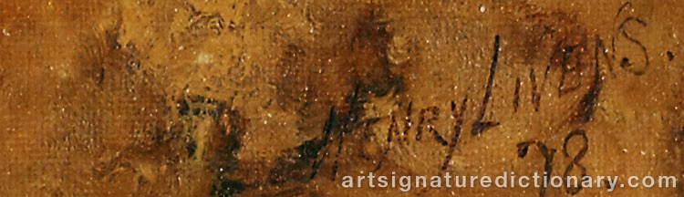 Authentic signature by Henry John LIVENS on  artwork