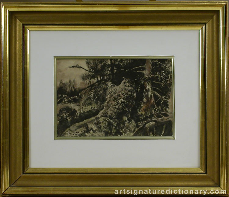 Close-up details showing Bruno LILJEFORS signature forgery characteristics