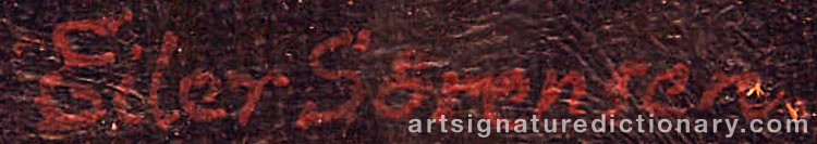 Authentic signature by Eiler Carl SØRENSEN on  artwork