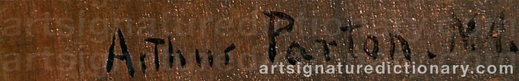 Authentic signature by Arthur PARTON on  artwork