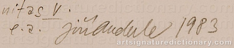 Authentic signature by Jirí ANDERLE on Drawing/Graphic/Print artwork