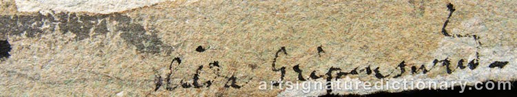 Authentic signature by Hilda GRIPENSVÄRD on  artwork