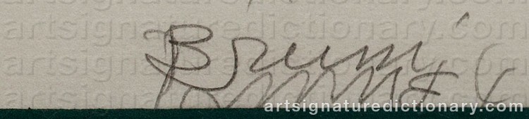 Authentic signature by Bruno BRUNI on  artwork